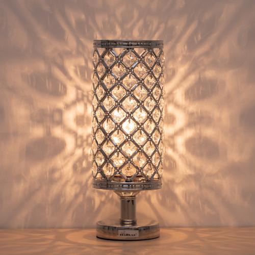 Haitral Crystal Table Lamp Silver Bedside Desk Lamp With Crystals Lamp Shade Metal Base Decorative Room Night Light Lamps For Living Room Bedroom Bedside Table Ideal Gifts My Celltronics