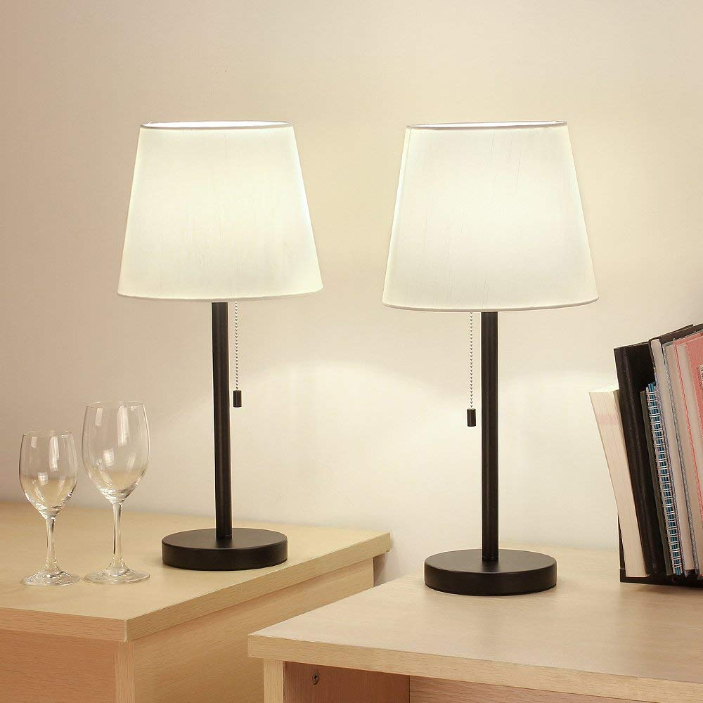 HAITRAL Table Lamp Set of 2 Modern Desk Lamps Black Night ...