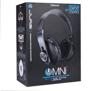 JLab Omni Folding Bluetooth Wireless On-Ear Stereo Headphones w/Inline Mic, Controls & Tangle-Free Flat Cable (Black)