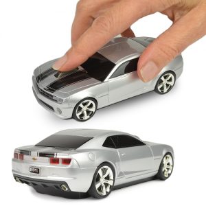 3-Button Road Mice Chevy Camaro 2.4GHz Wireless Optical Scroll Mouse w/Nano USB Receiver (Silver/Black Stripes)