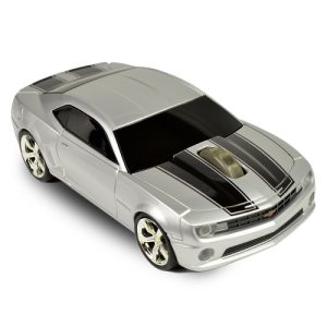 3-Button Road Mice Chevy Camaro 2.4GHz Wireless Optical Scroll Mouse w/Nano USB Receiver (Silver/Black Stripes)