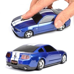 3-Button Road Mice Ford Mustang GT 2.4GHz Wireless Optical Scroll Mouse w/Nano USB Receiver (Blue/White)