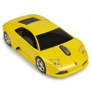 3-Button Road Mice Lamborghini Murcielago 2.4GHz Wireless USB Optical Scroll Mouse (Yellow)