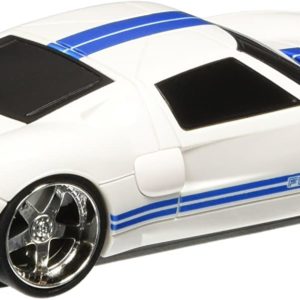 Roadmice Optical Computer Wireless Radio Frequency USB 800 DPI Scroll Wheel Car Mouse Ford GT, White/Blue